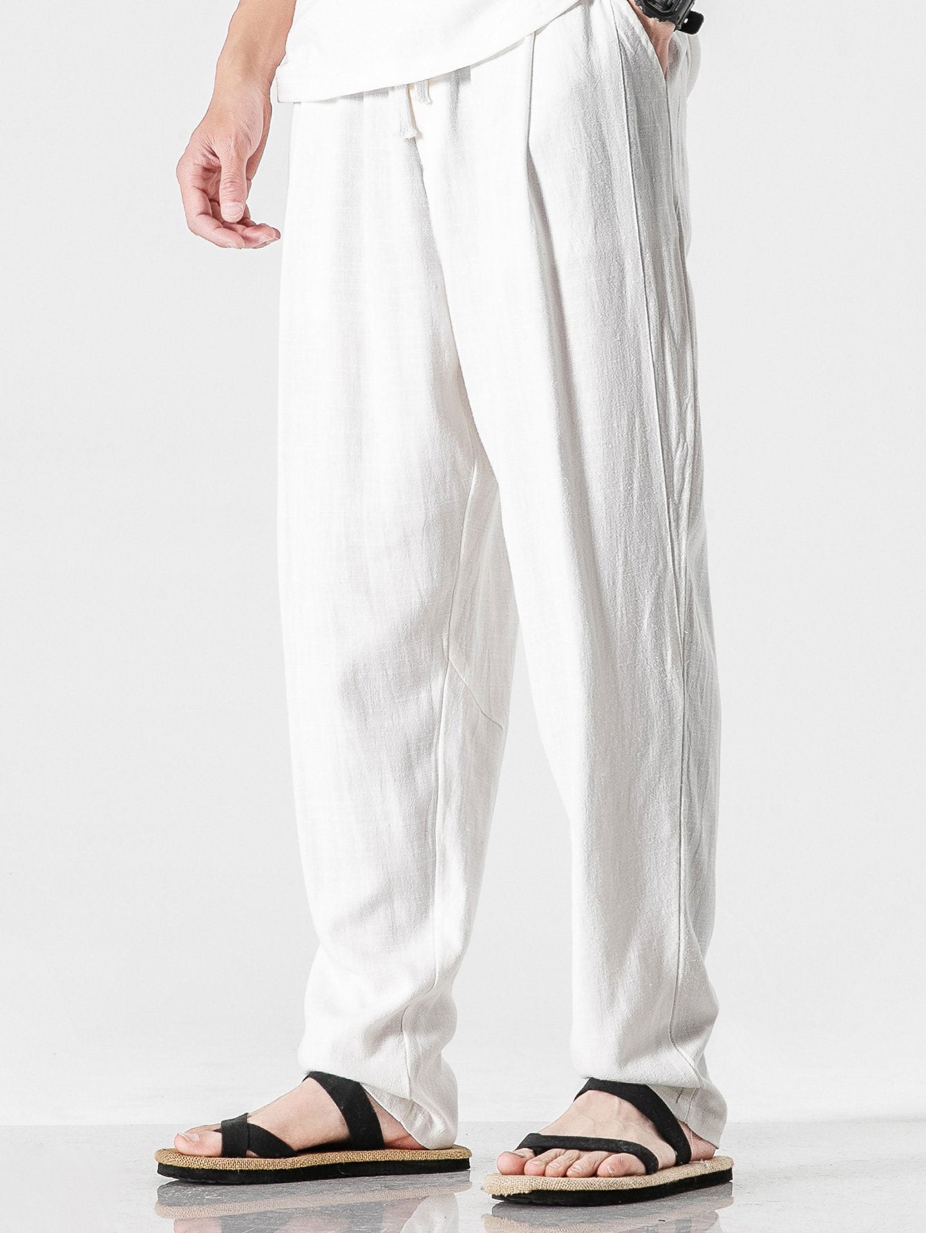 Relax Fit Linen And Cotton Blend Harem Pants