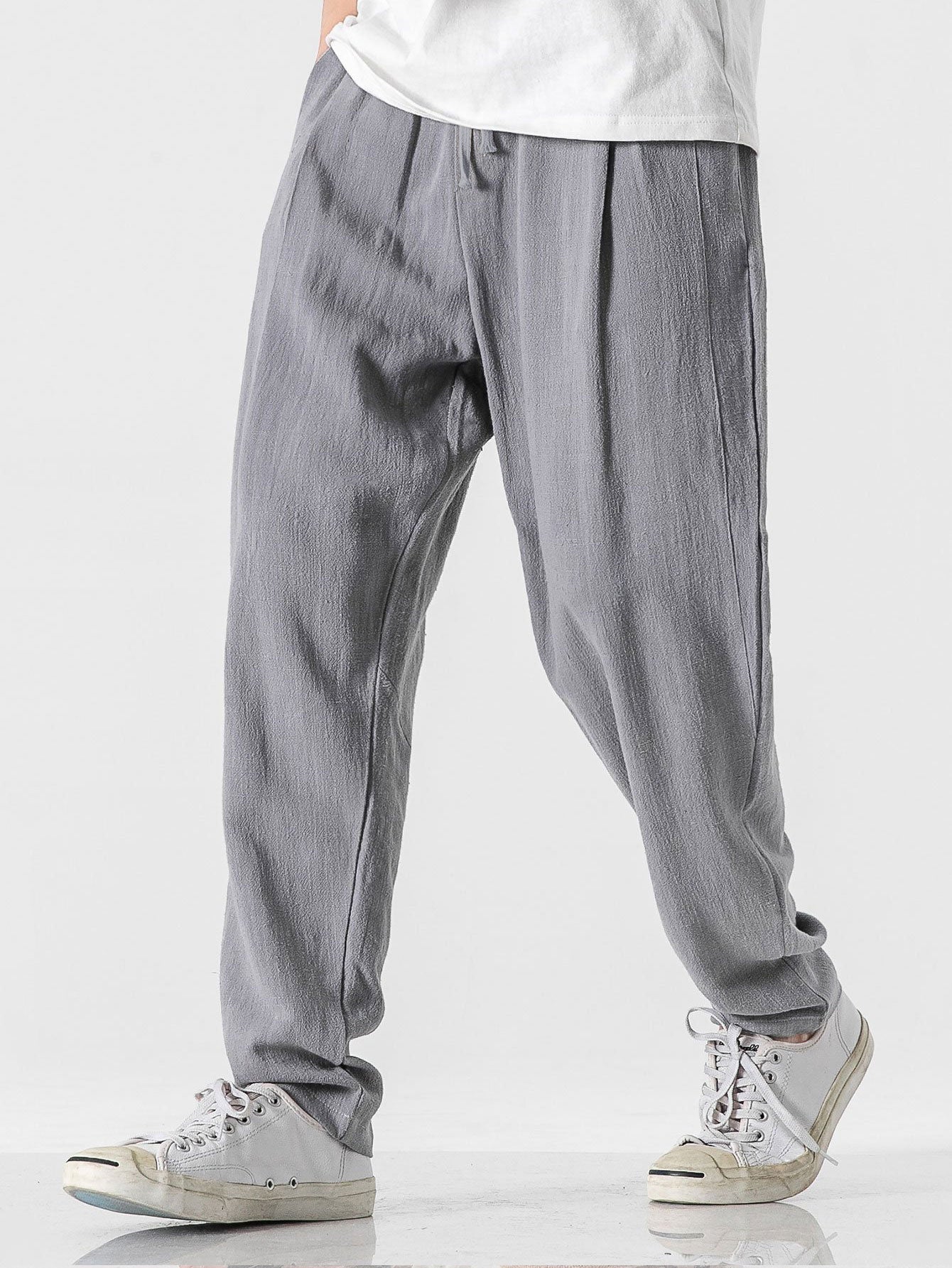 Relax Fit Linen And Cotton Blend Harem Pants