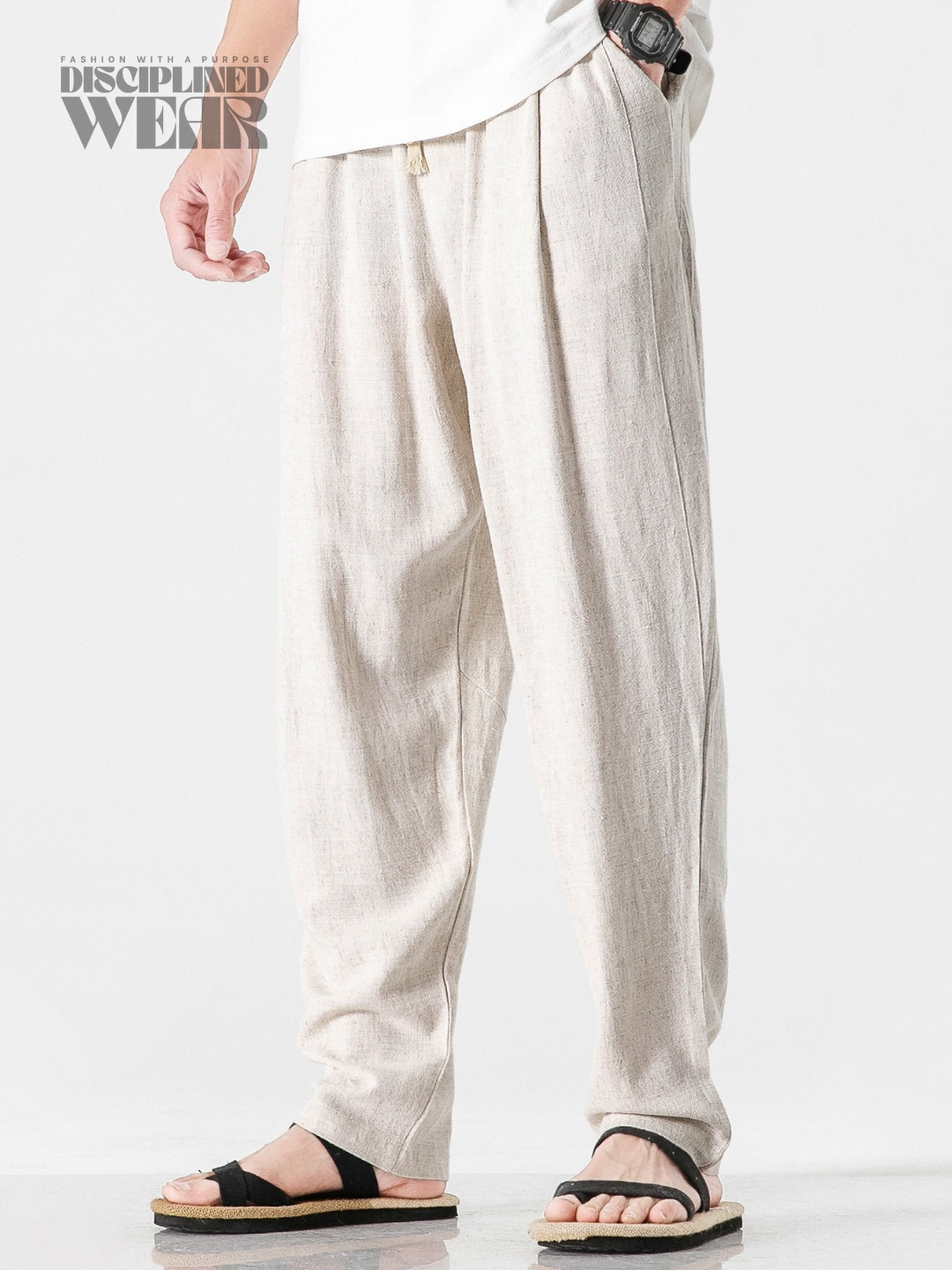 Relax Fit Linen And Cotton Blend Harem Pants