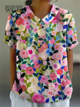 Camisa fluida de mujer con colorido estampado floral primaveral