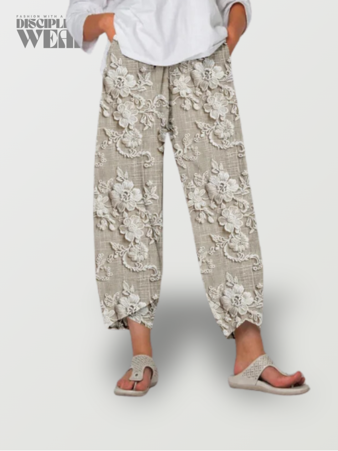 Pantalones Cortos Casuales con Bordado de Encaje Floral