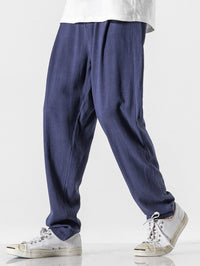 Relax Fit Linen And Cotton Blend Harem Pants